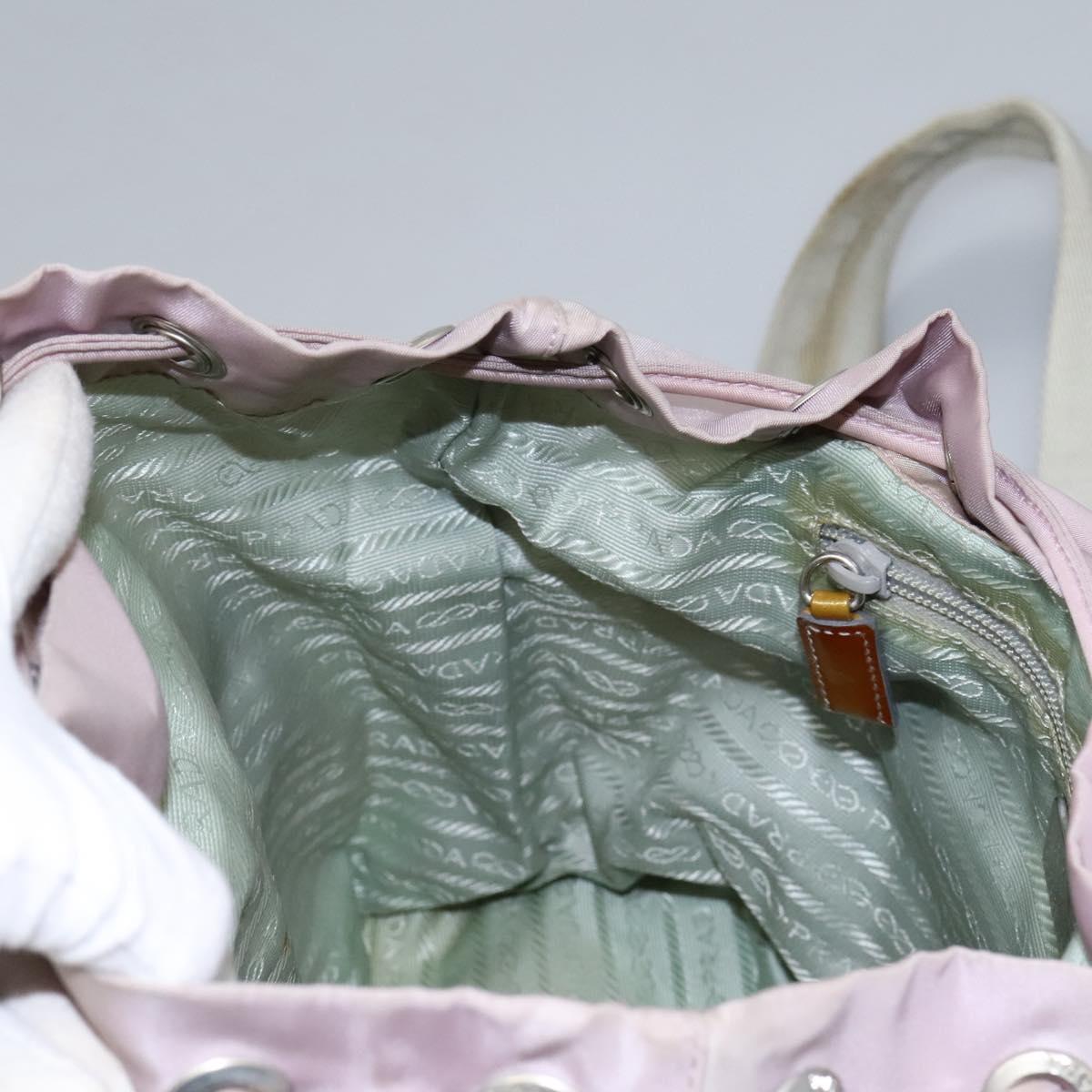 PRADA Hand Bag Nylon Pink Silver Auth 118365