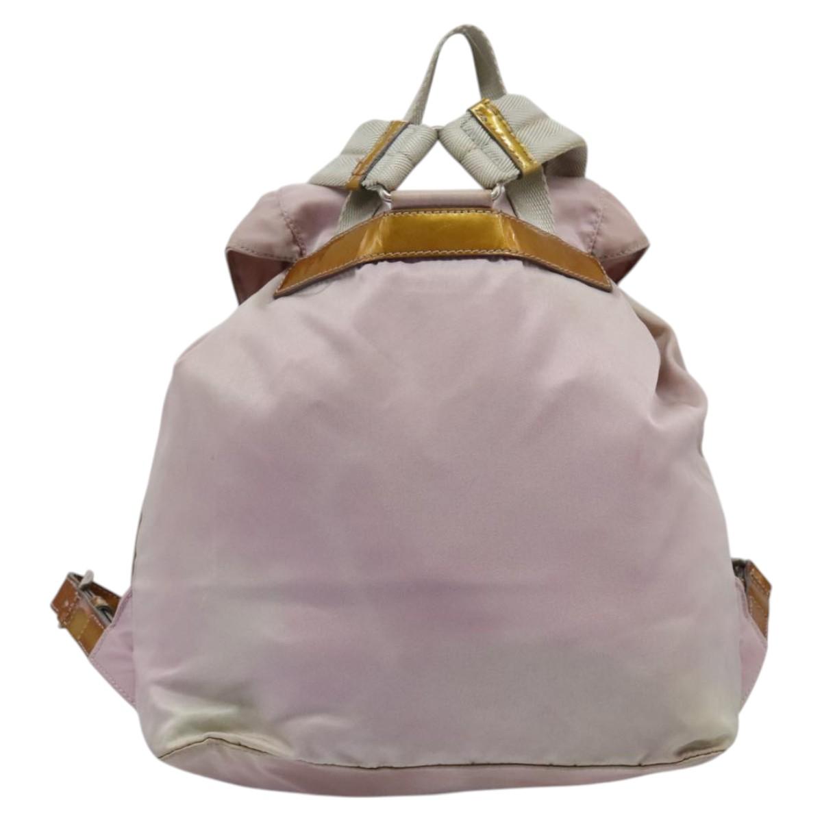 PRADA Hand Bag Nylon Pink Silver Auth 118365