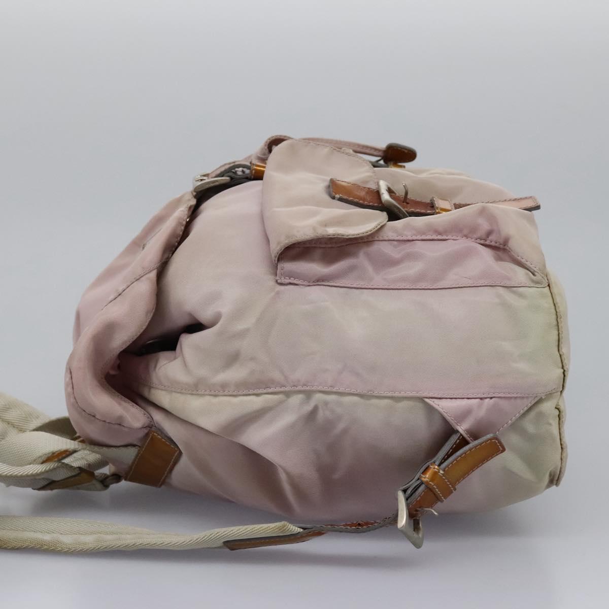 PRADA Hand Bag Nylon Pink Silver Auth 118365