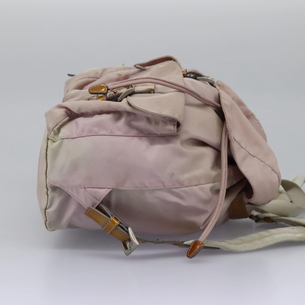 PRADA Hand Bag Nylon Pink Silver Auth 118365