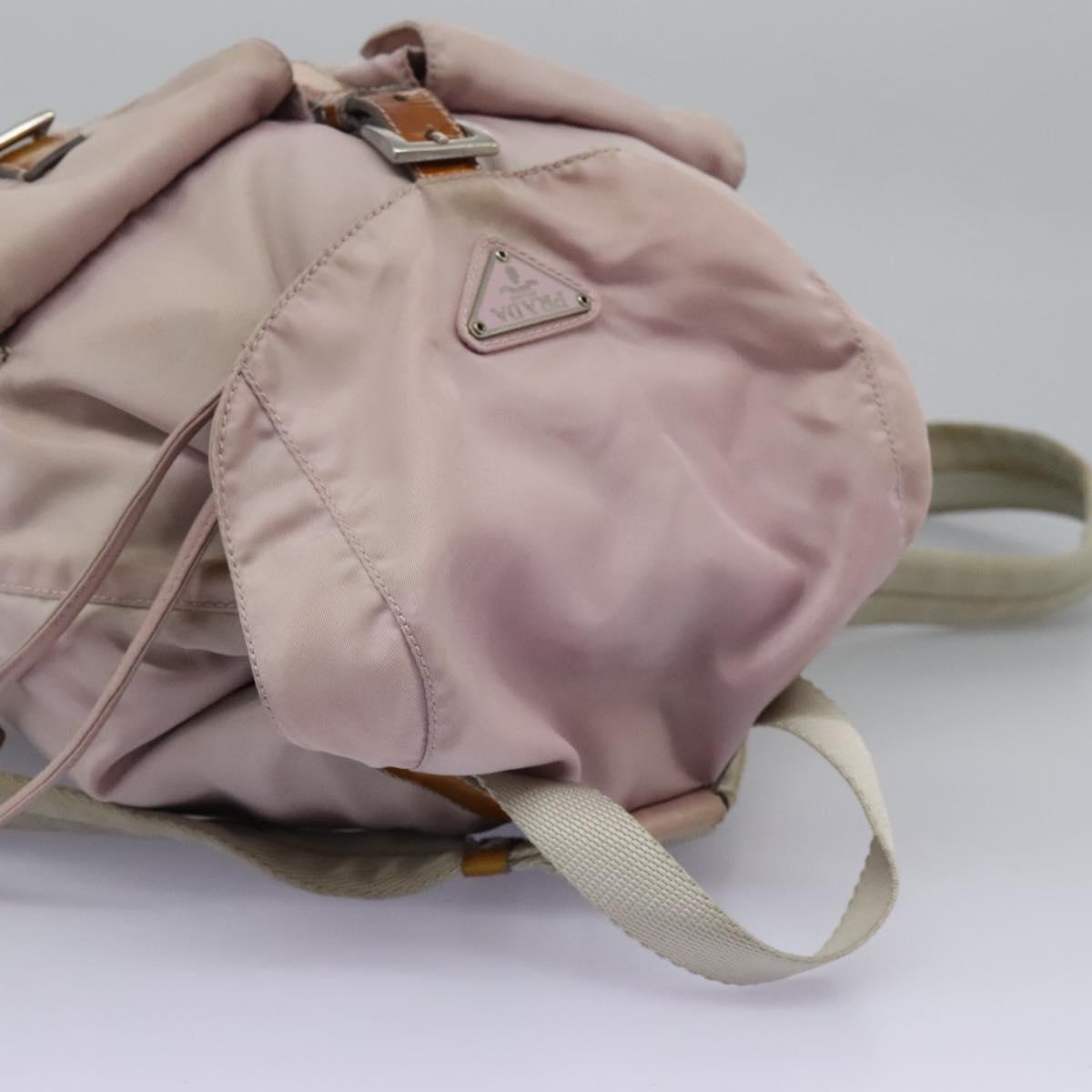 PRADA Hand Bag Nylon Pink Silver Auth 118365
