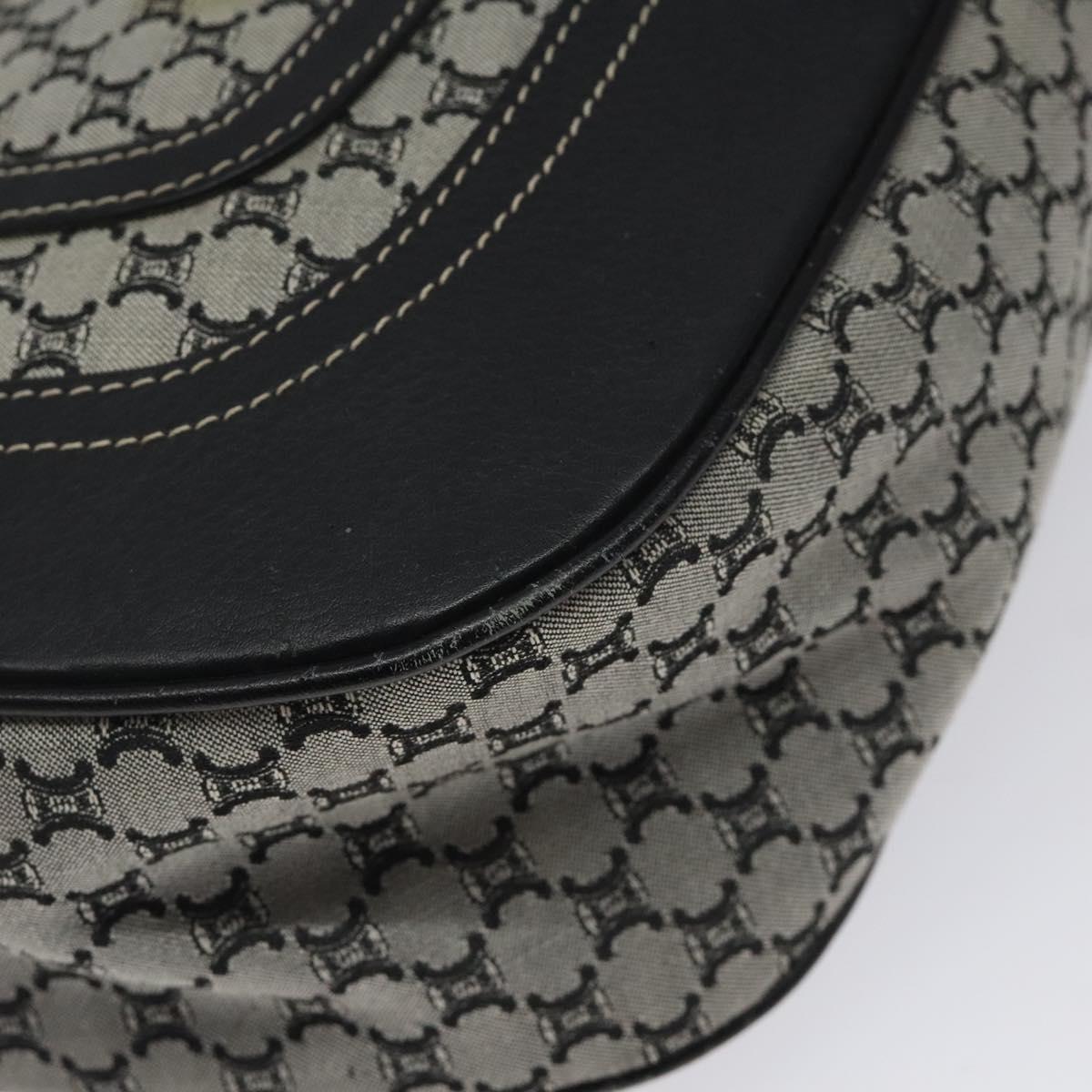 CELINE Macadam Canvas Shoulder Bag Gray Silver Auth 118368