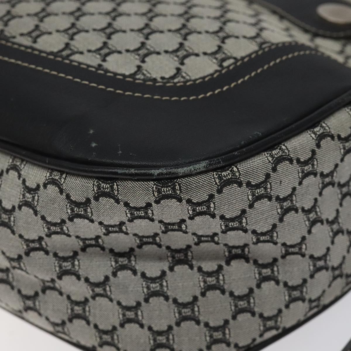 CELINE Macadam Canvas Shoulder Bag Gray Silver Auth 118368