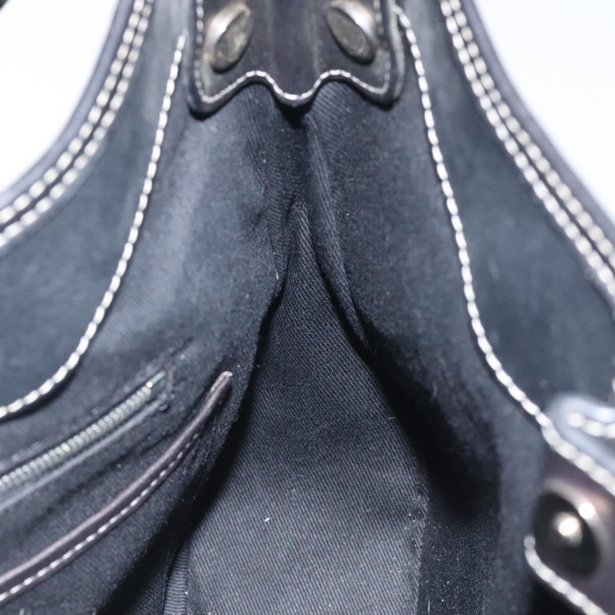 CELINE Macadam Canvas Shoulder Bag Gray Silver Auth 118368