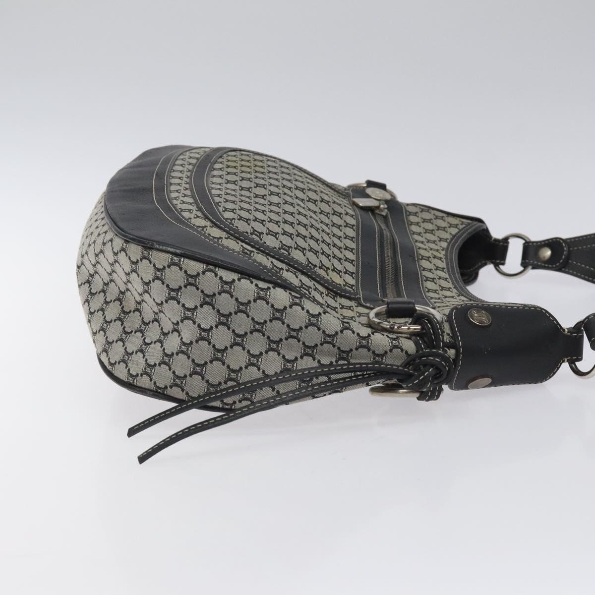 CELINE Macadam Canvas Shoulder Bag Gray Silver Auth 118368