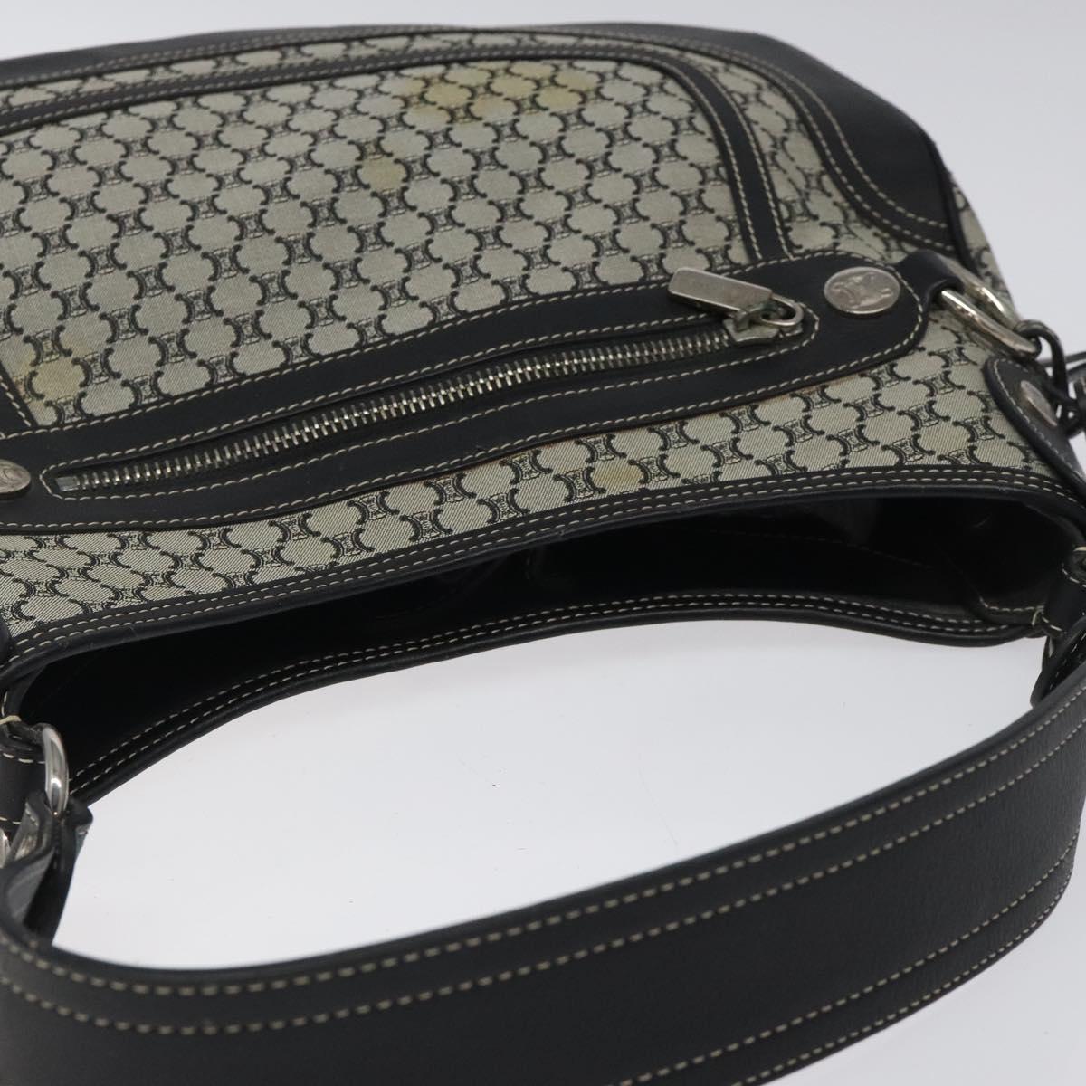 CELINE Macadam Canvas Shoulder Bag Gray Silver Auth 118368