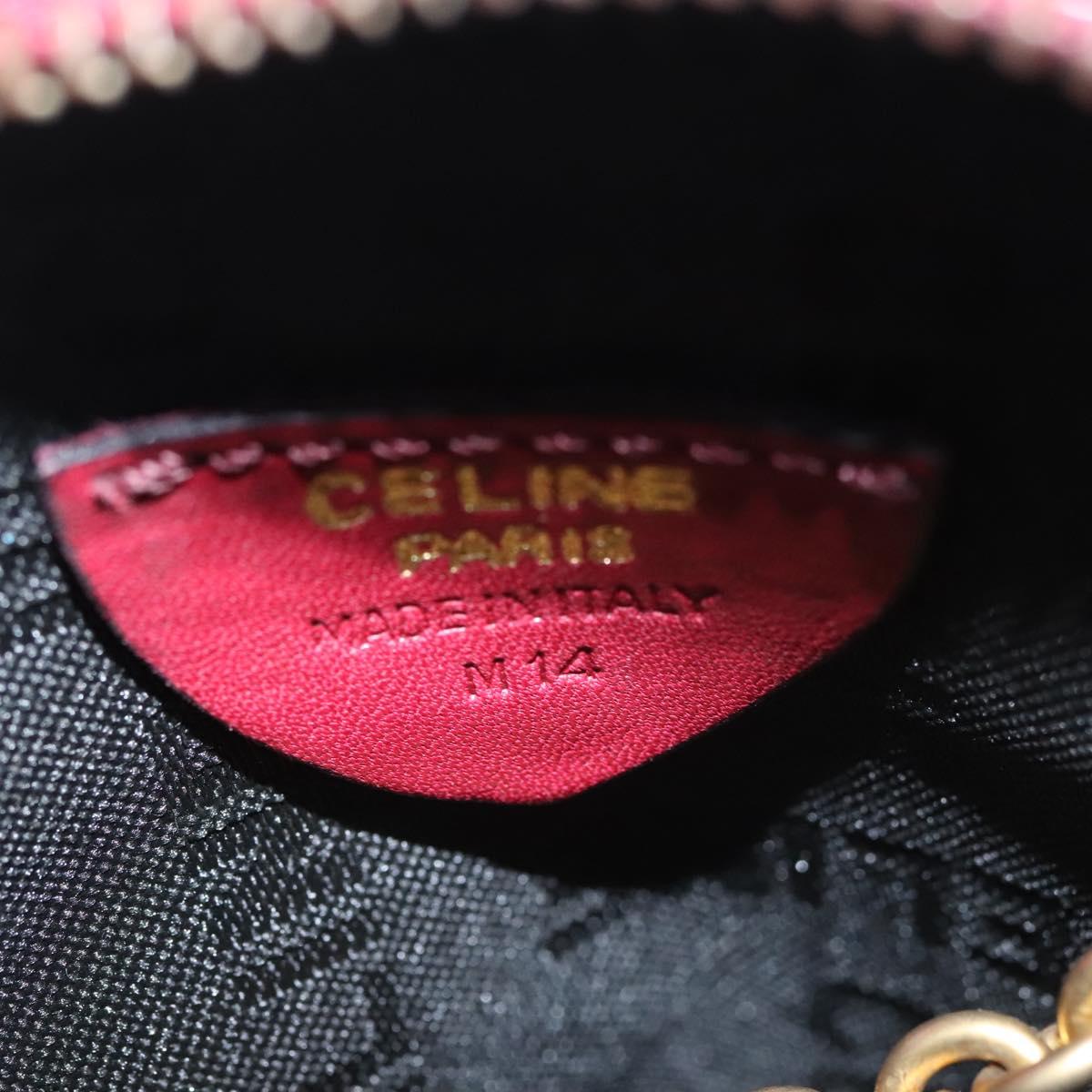 CELINE Chain Shoulder Bag Leather Red Gold Auth 118372