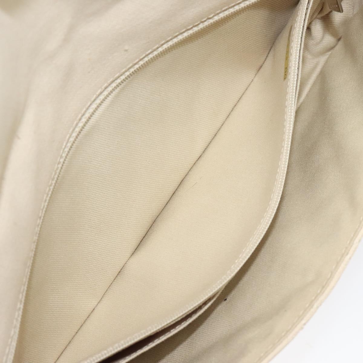 CHANEL Cruise Line Matelasse Clutch Bag Cream Silver CC Auth 118381