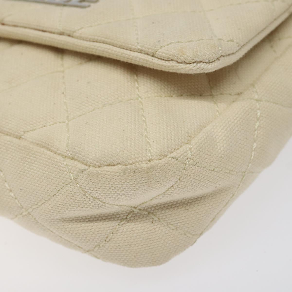 CHANEL Cruise Line Matelasse Clutch Bag Cream Silver CC Auth 118381