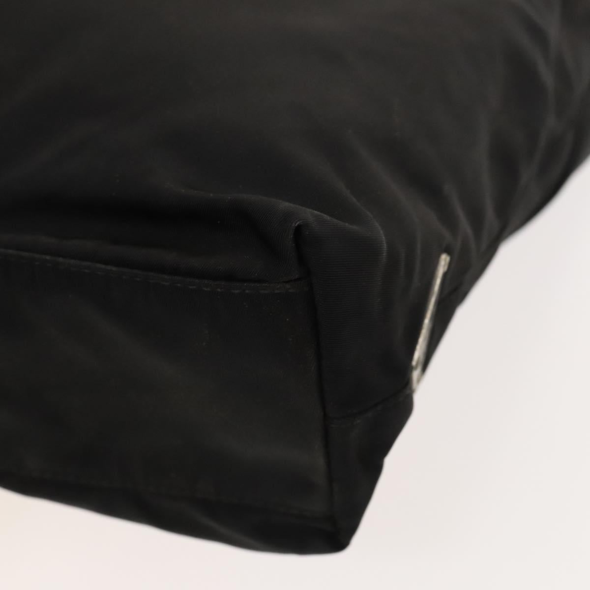 PRADA Hand Bag Nylon Black Silver Auth 118383