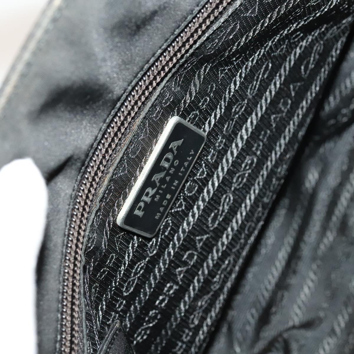 PRADA Hand Bag Nylon Black Silver Auth 118383