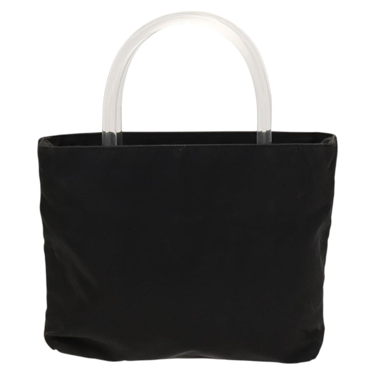 PRADA Hand Bag Nylon Black Silver Auth 118383