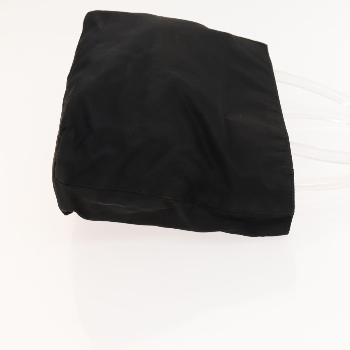 PRADA Hand Bag Nylon Black Silver Auth 118383