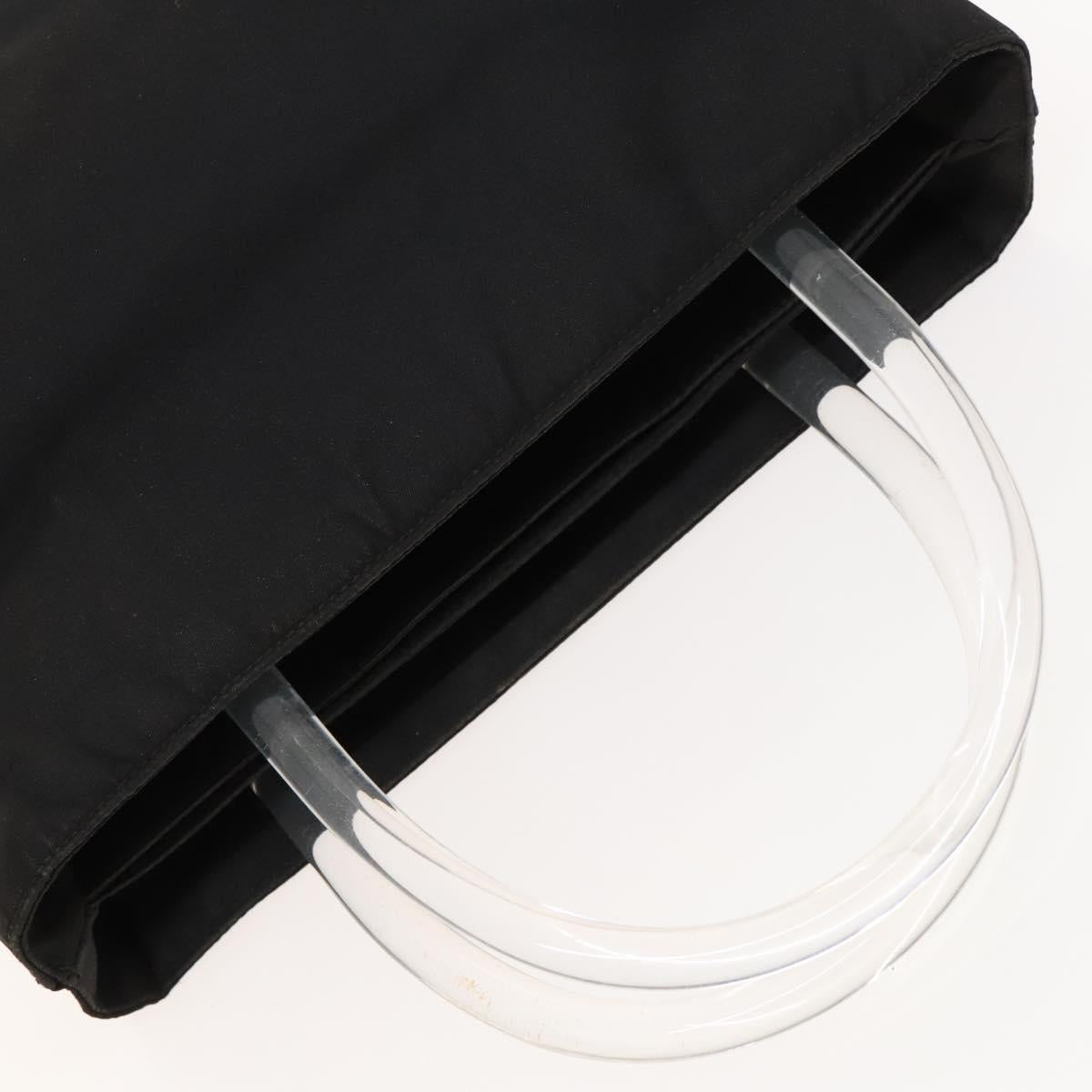 PRADA Hand Bag Nylon Black Silver Auth 118383