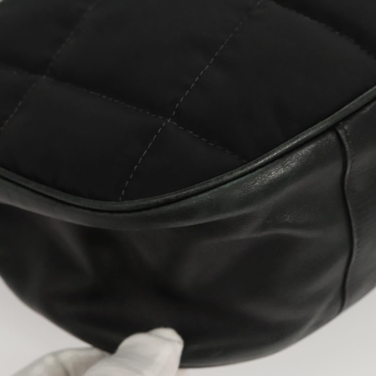 CHANEL Choco Bar Chain Shoulder Bag Nylon Black Silver CC Auth 118385