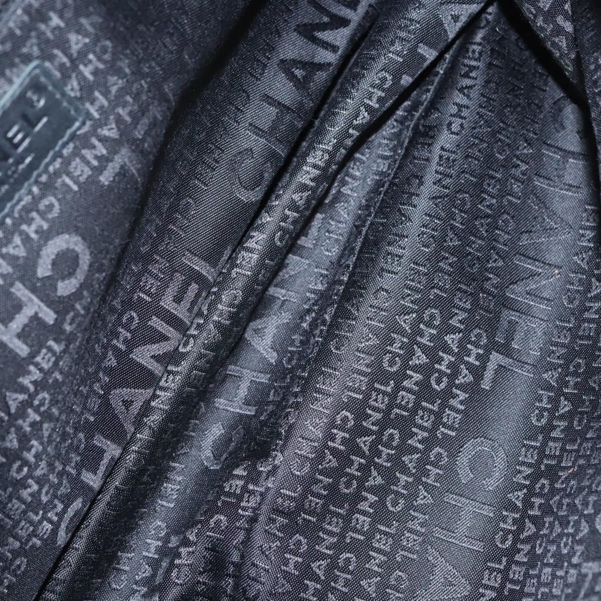 CHANEL Choco Bar Chain Shoulder Bag Nylon Black Silver CC Auth 118385