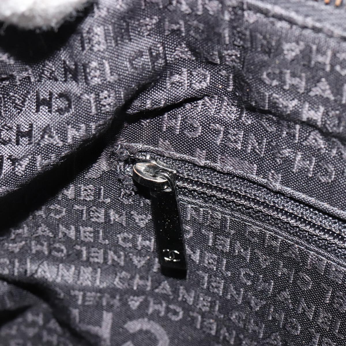 CHANEL Choco Bar Chain Shoulder Bag Nylon Black Silver CC Auth 118385