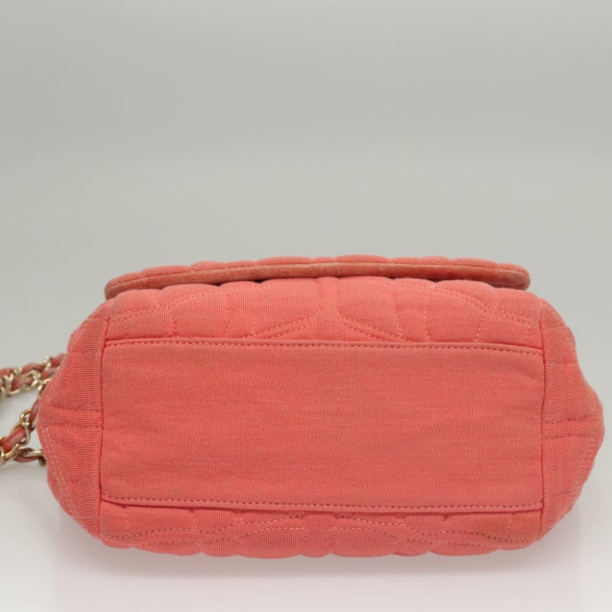 CHANEL Chain Shoulder Bag Cotton Pink Gold CC Auth 118390