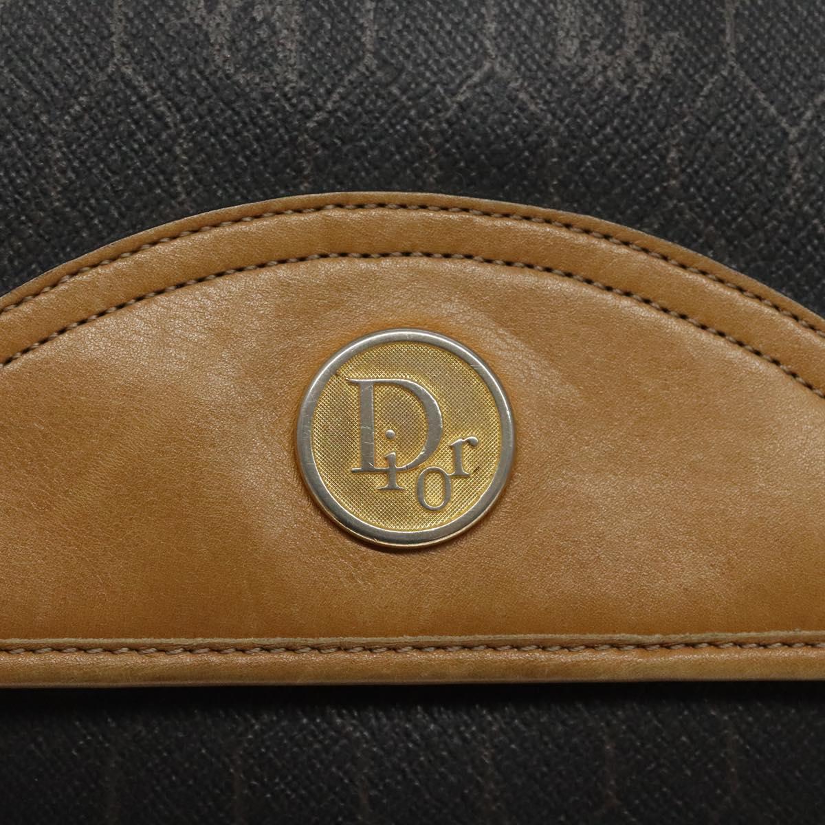 Christian Dior Honeycomb Canvas Shoulder Bag PVC Black Gold Auth 118414