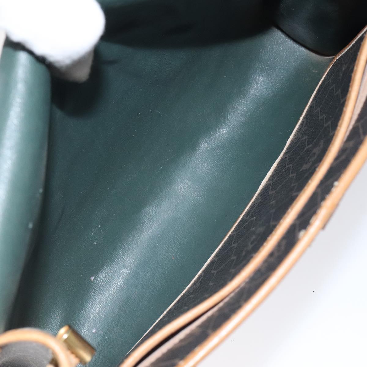 Christian Dior Honeycomb Canvas Shoulder Bag PVC Black Gold Auth 118414