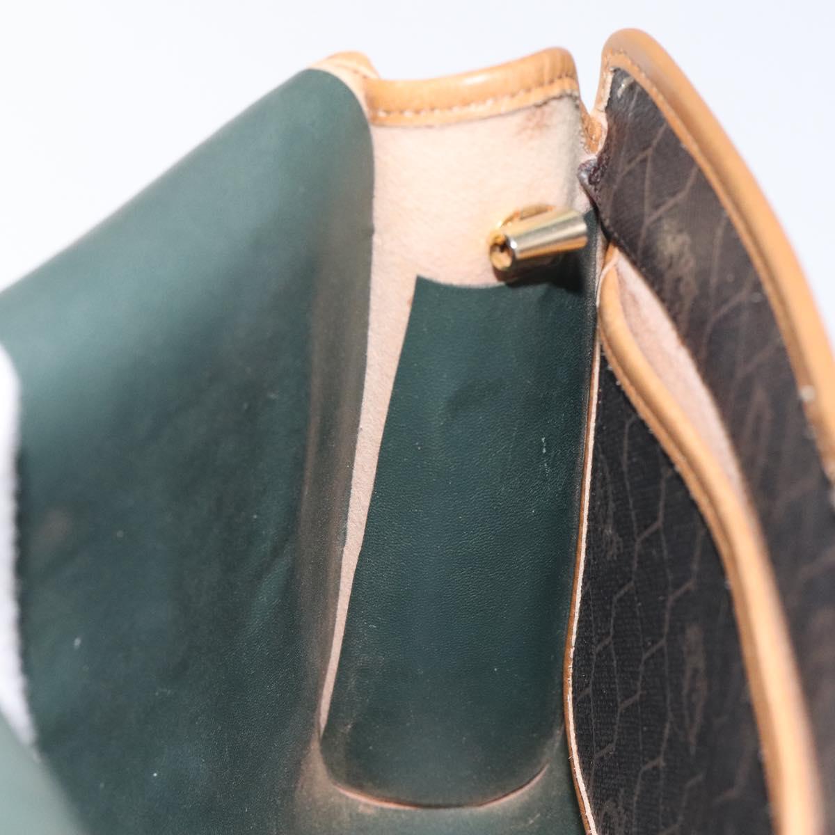 Christian Dior Honeycomb Canvas Shoulder Bag PVC Black Gold Auth 118414