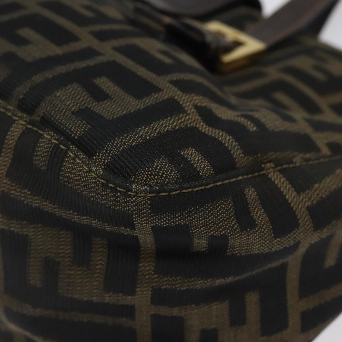 FENDI Zucca Canvas Hand Bag Black Brown Auth 118418