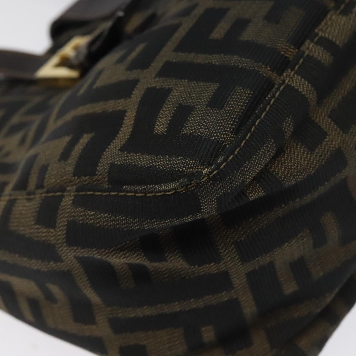 FENDI Zucca Canvas Hand Bag Black Brown Auth 118418
