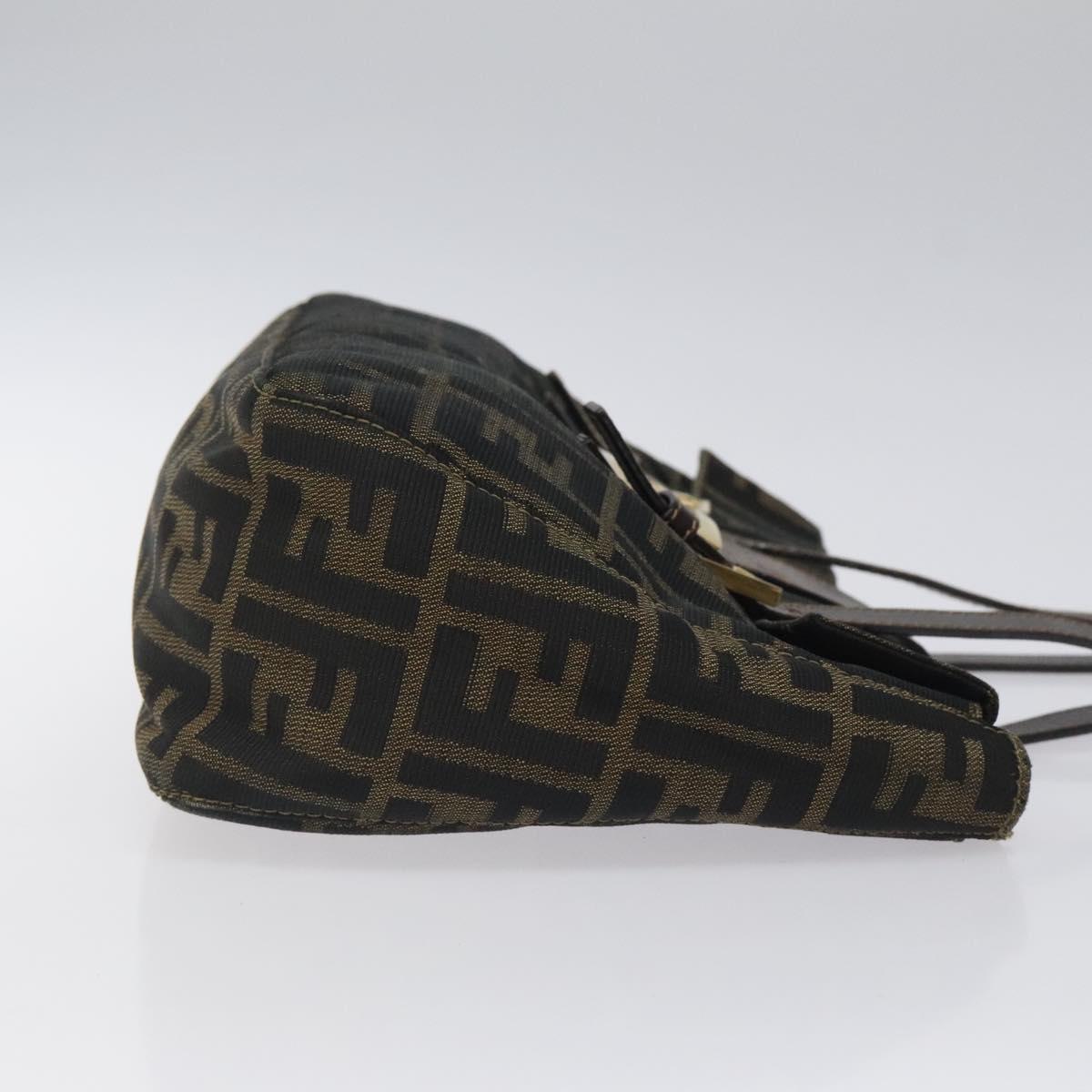 FENDI Zucca Canvas Hand Bag Black Brown Auth 118418