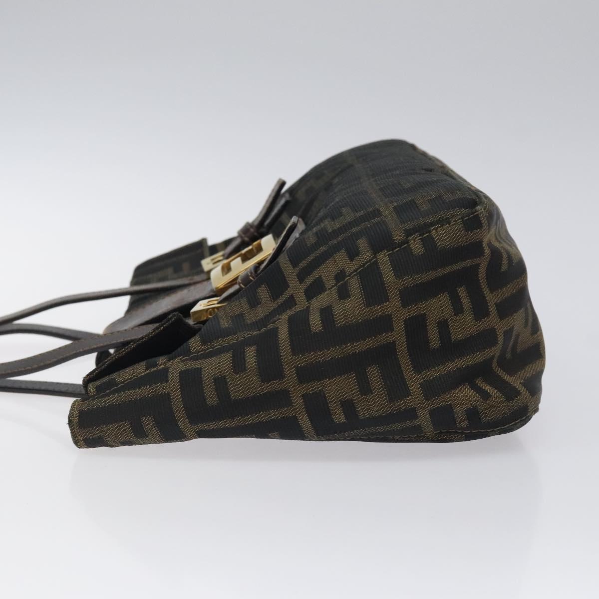 FENDI Zucca Canvas Hand Bag Black Brown Auth 118418
