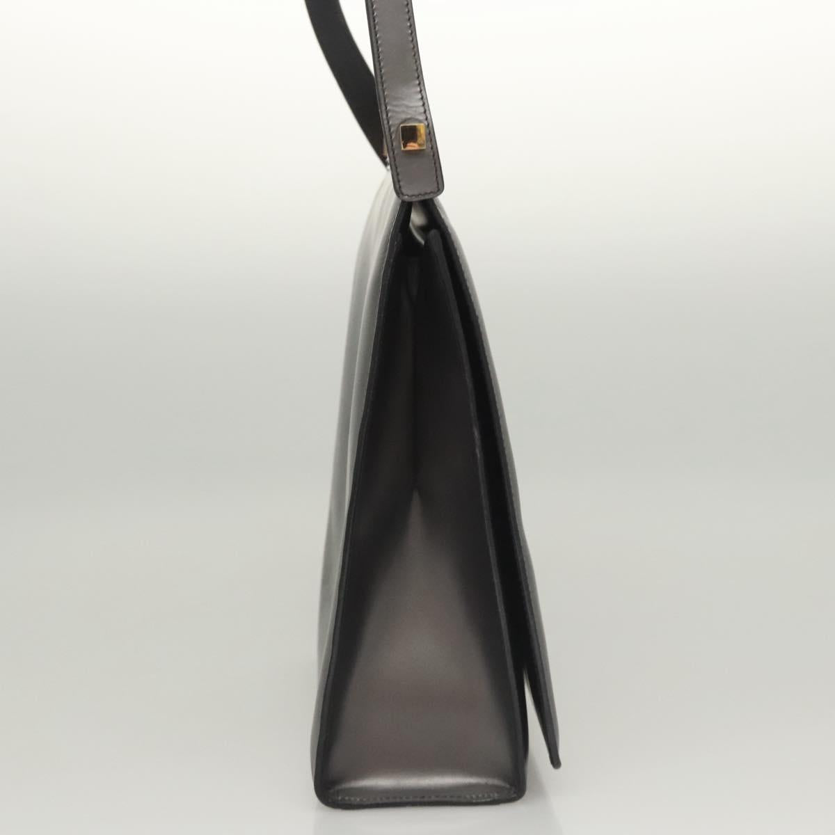 GUCCI Shoulder Bag Leather Brown Gold Auth 118429