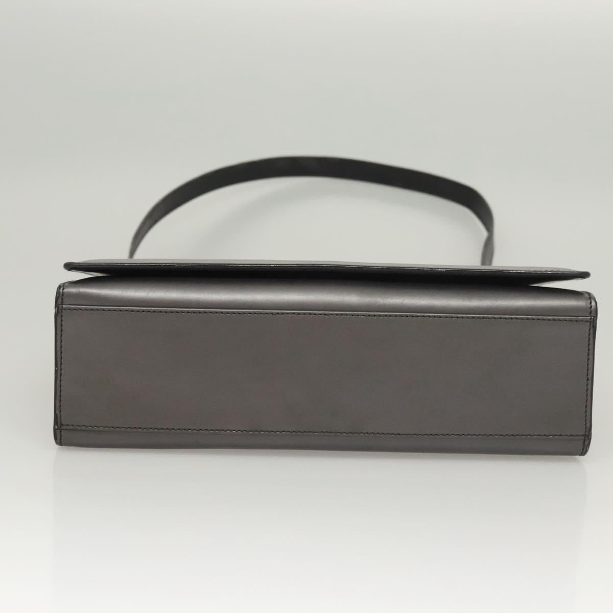 GUCCI Shoulder Bag Leather Brown Gold Auth 118429