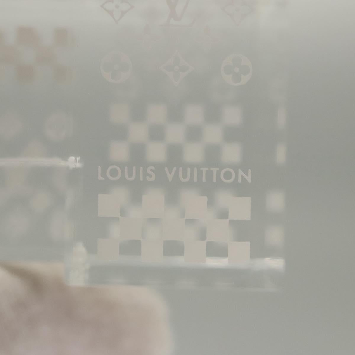 LOUIS VUITTON Paperweight 3D Paper Weight Crystal glass Clear LV Auth 118434