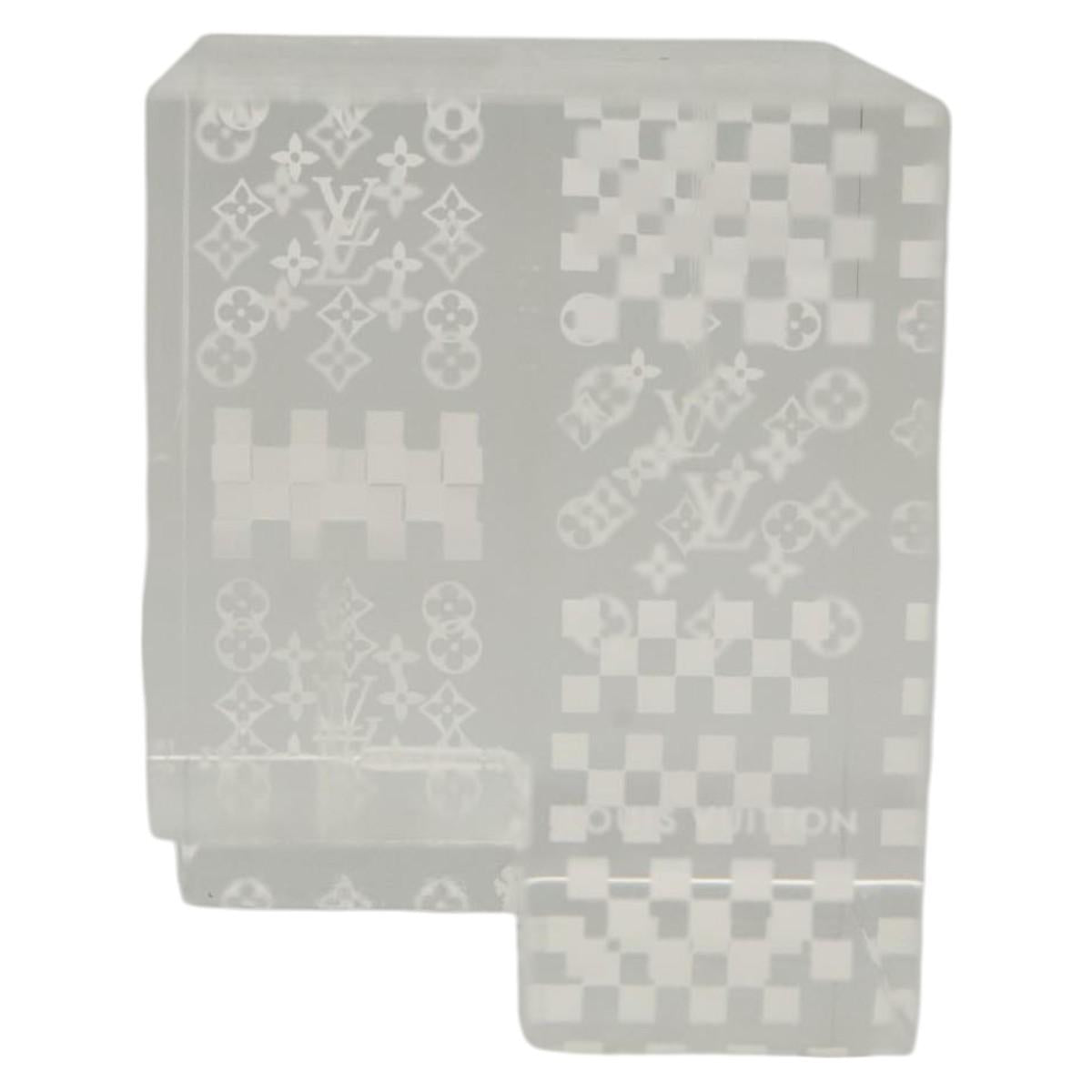 LOUIS VUITTON Paperweight 3D Paper Weight Crystal glass Clear LV Auth 118434
