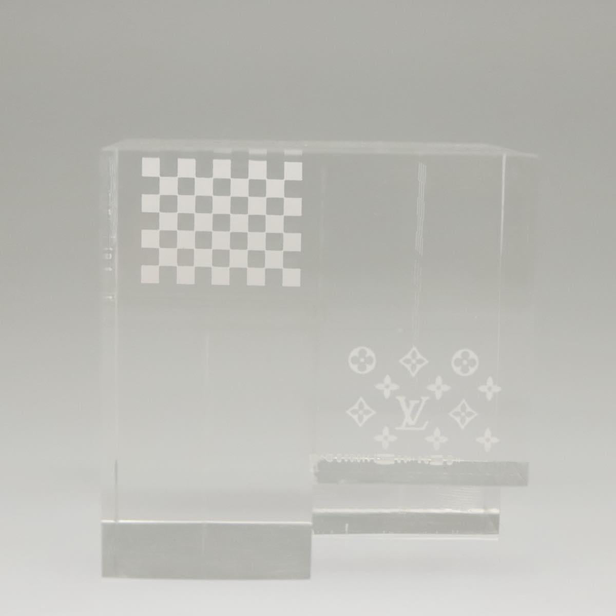 LOUIS VUITTON Paperweight 3D Paper Weight Crystal glass Clear LV Auth 118434