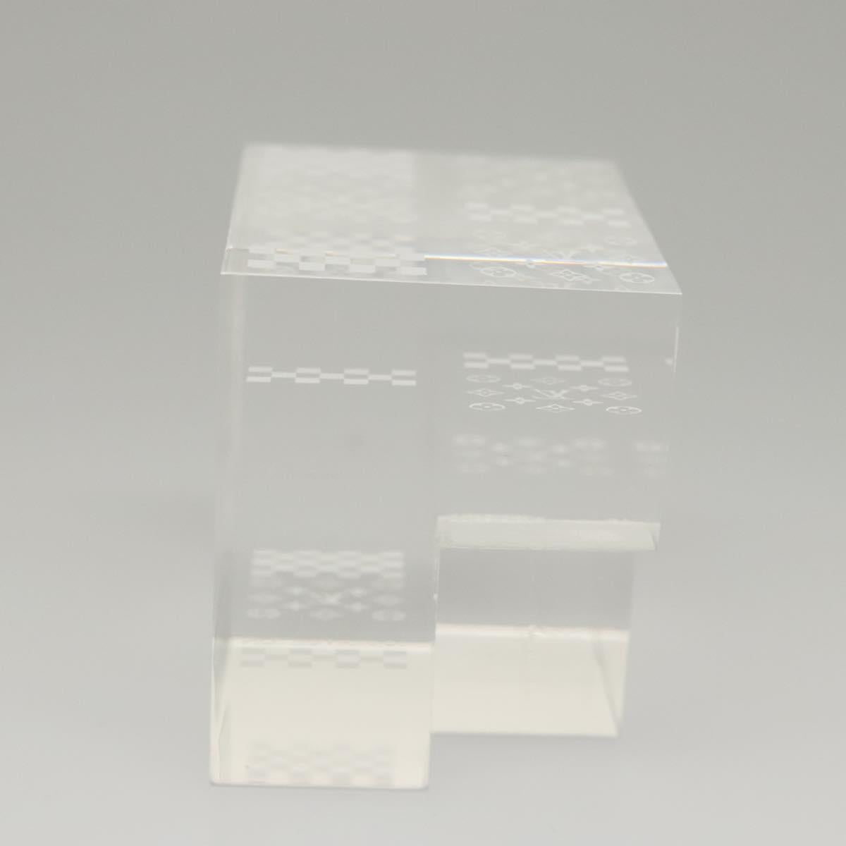 LOUIS VUITTON Paperweight 3D Paper Weight Crystal glass Clear LV Auth 118434