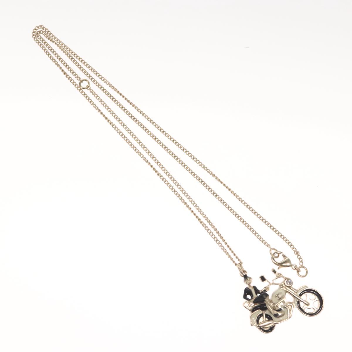 CHANEL Bike Necklace metal Silver CC Auth 118435