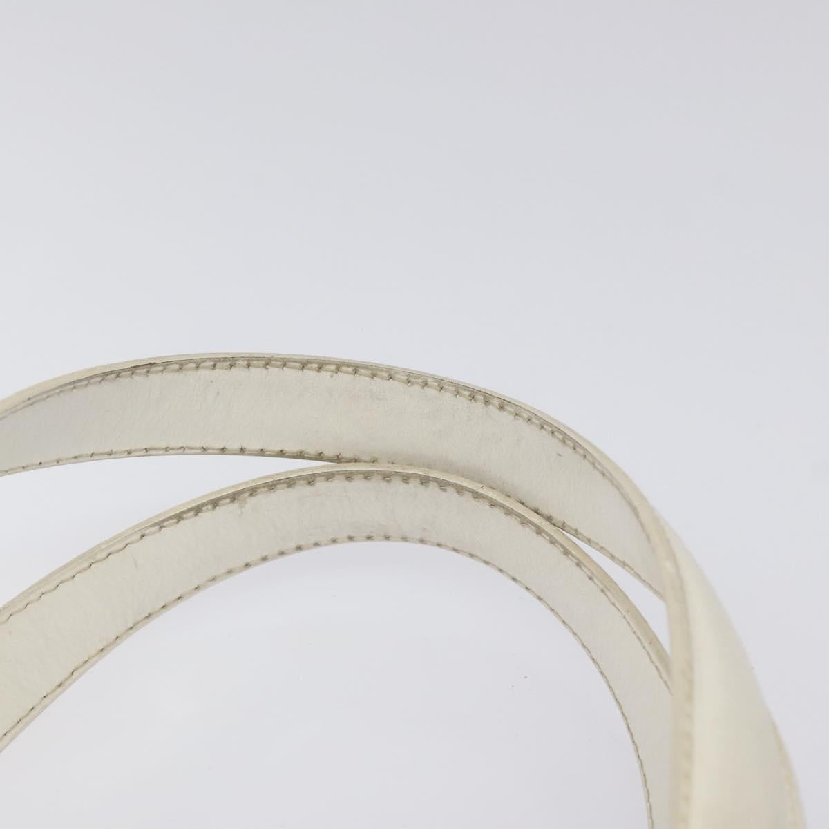 Salvatore Ferragamo Gancini Hand Bag Leather White Silver Auth 118441