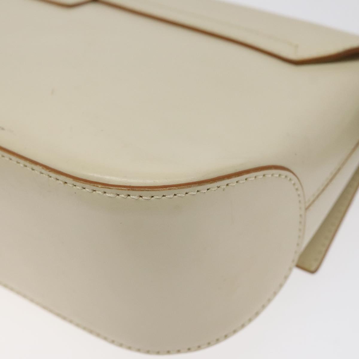 Salvatore Ferragamo Gancini Hand Bag Leather Beige Gold Auth 118442