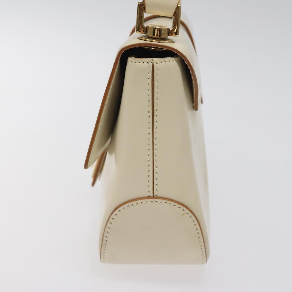 Salvatore Ferragamo Gancini Hand Bag Leather Beige Gold Auth 118442