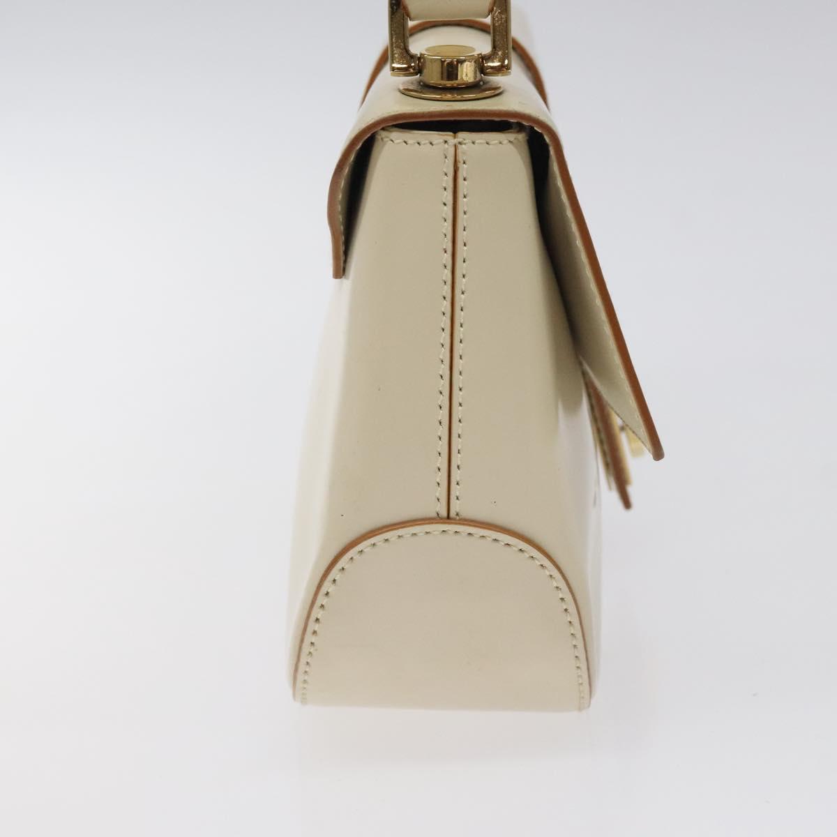 Salvatore Ferragamo Gancini Hand Bag Leather Beige Gold Auth 118442