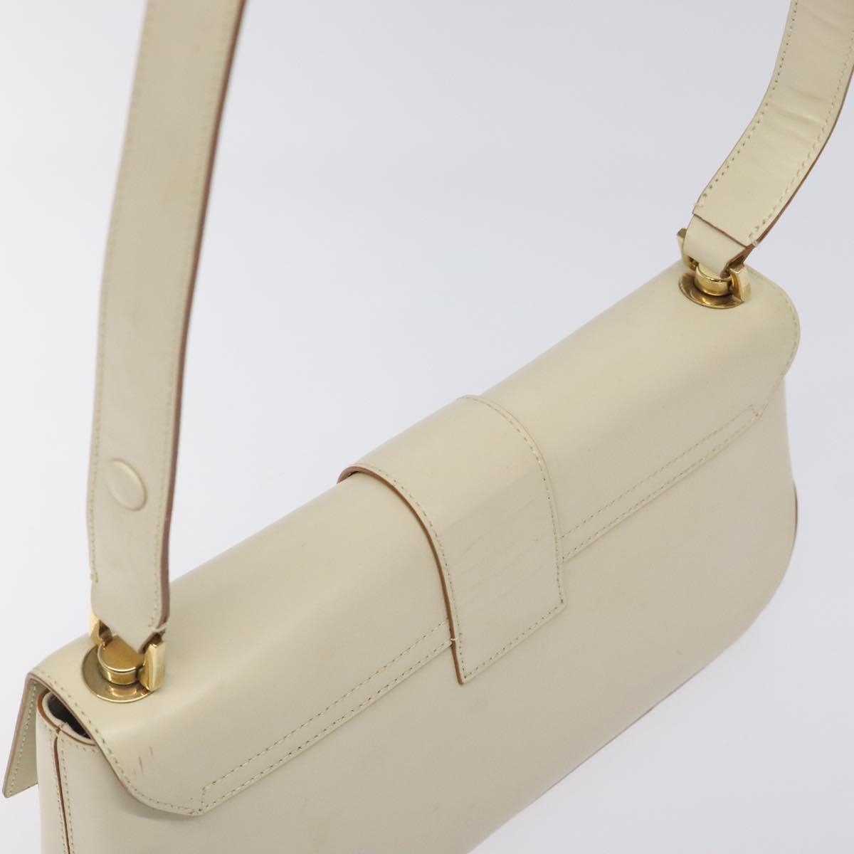 Salvatore Ferragamo Gancini Hand Bag Leather Beige Gold Auth 118442