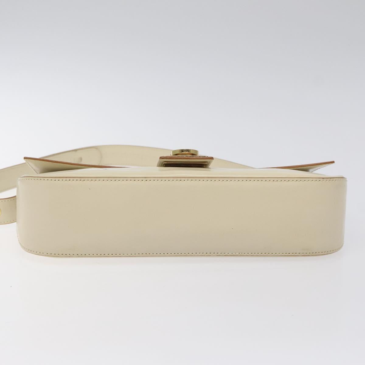 Salvatore Ferragamo Gancini Hand Bag Leather Beige Gold Auth 118442