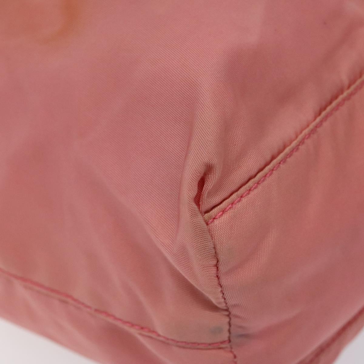 PRADA Tote Bag Nylon Pink Silver Auth 118456