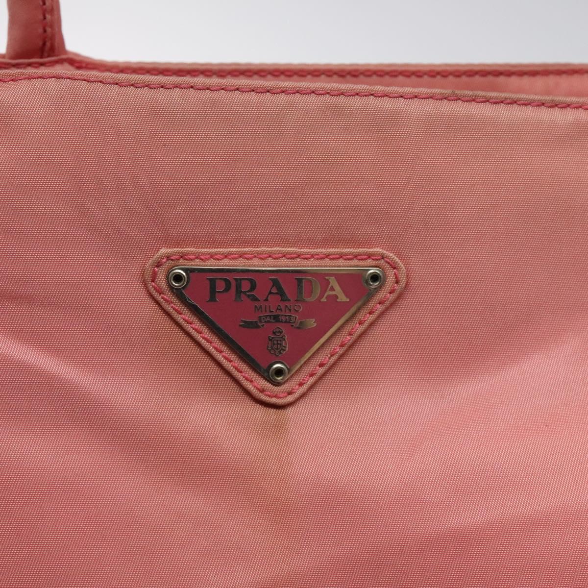 PRADA Tote Bag Nylon Pink Silver Auth 118456