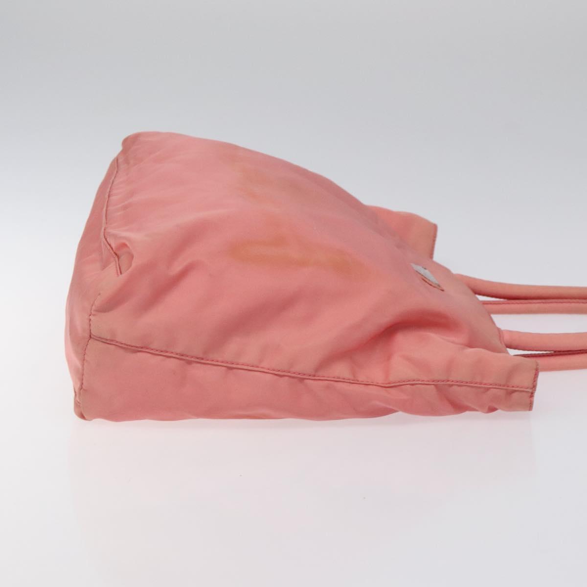 PRADA Tote Bag Nylon Pink Silver Auth 118456