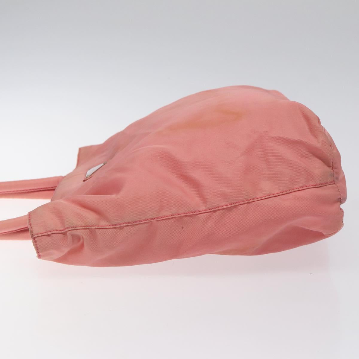 PRADA Tote Bag Nylon Pink Silver Auth 118456