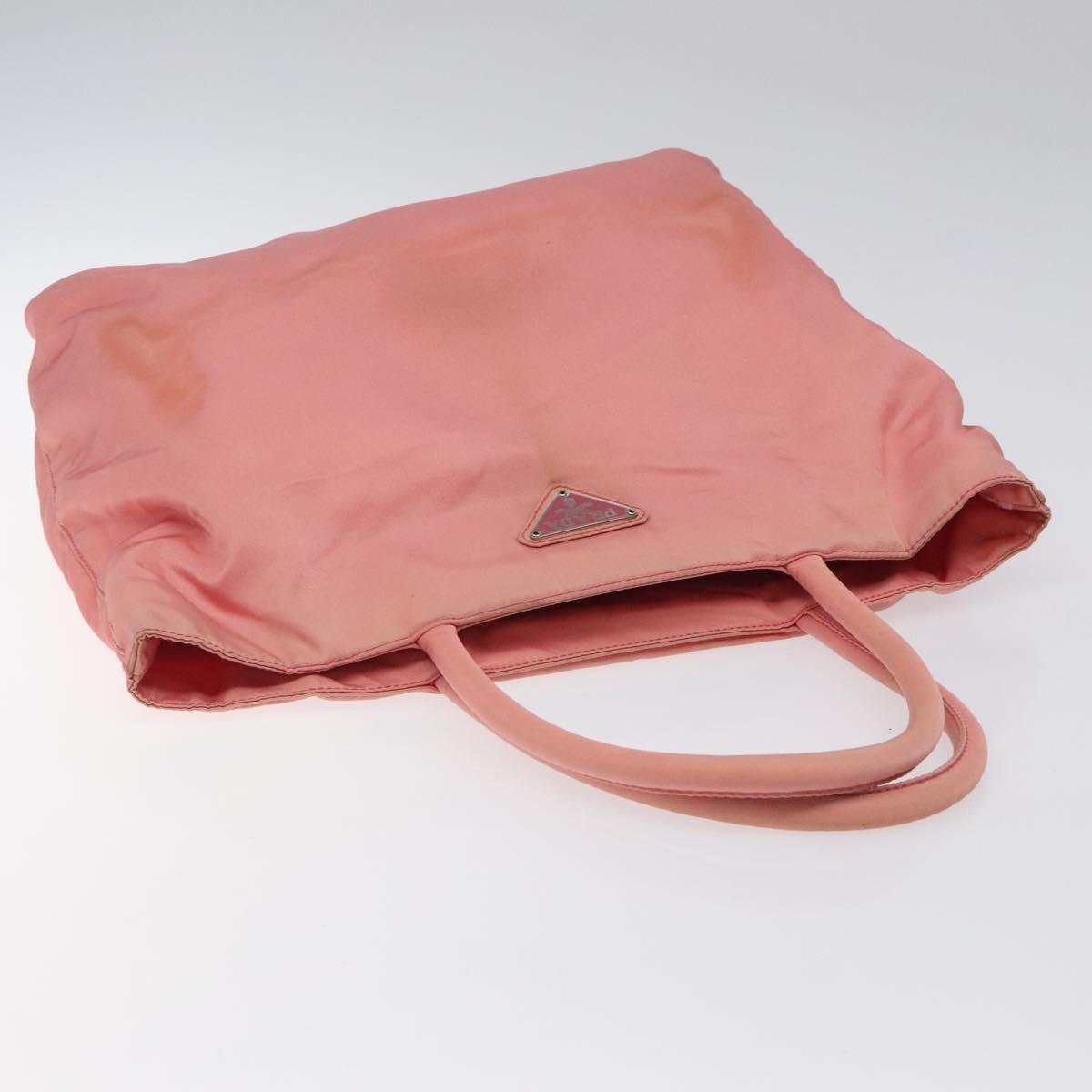 PRADA Tote Bag Nylon Pink Silver Auth 118456