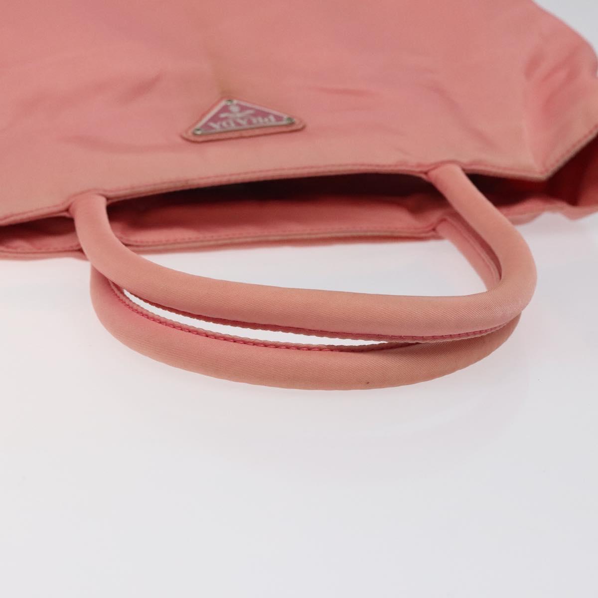 PRADA Tote Bag Nylon Pink Silver Auth 118456