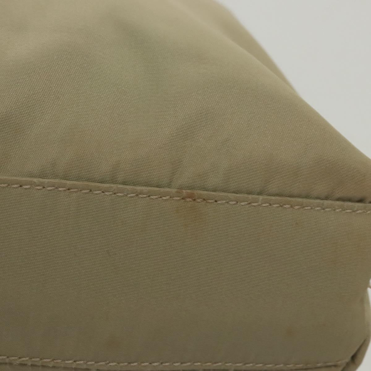 PRADA Tote Bag Nylon Khaki Silver Auth 118457