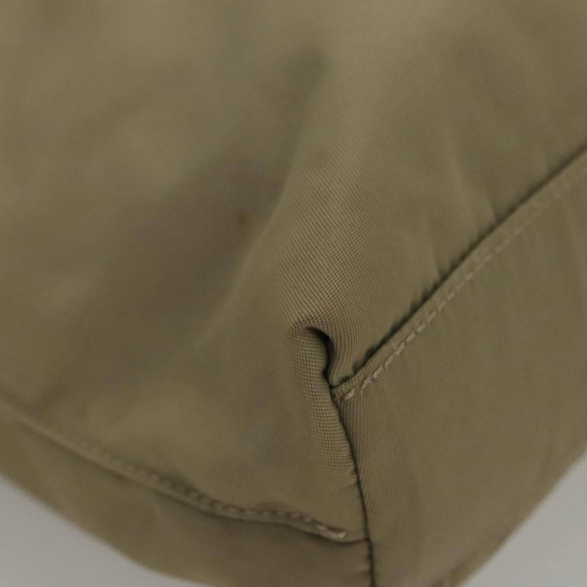 PRADA Tote Bag Nylon Khaki Silver Auth 118457